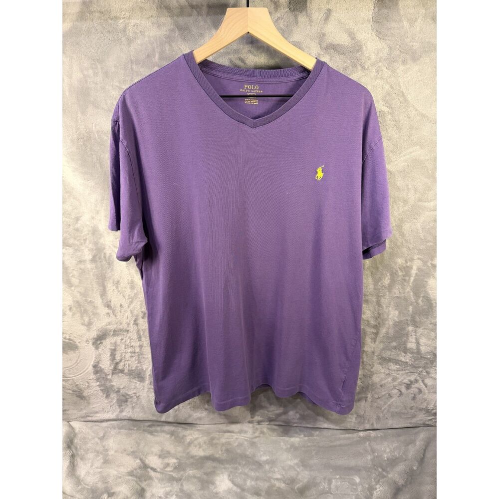 POLO Ralph Lauren - Purple, V-Cut T-Shirt - Mens Medium